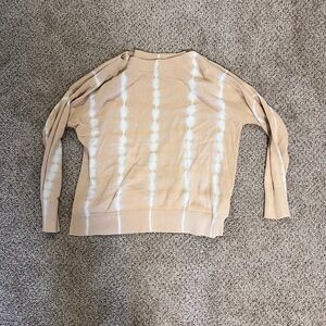 Vince Camuto Beige and White Cowl Neck Sweater